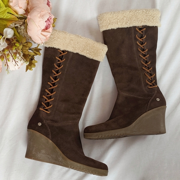 ugg brown wedge boots